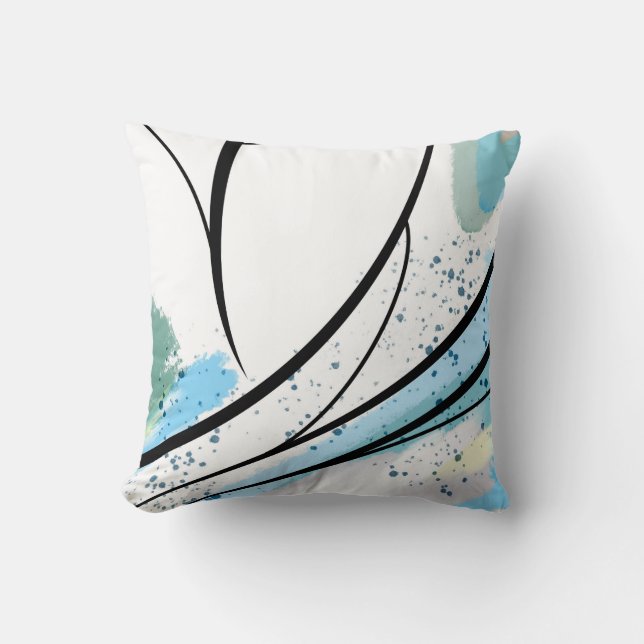 Splatter Blue White-lijn Kussen (Voorkant)