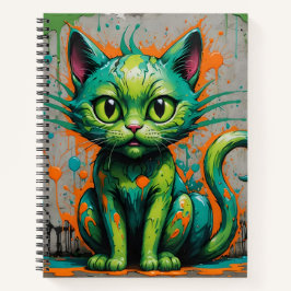 Splatter Cat Groen/Sinaasappel Bullet Line Notitie Notitieboek