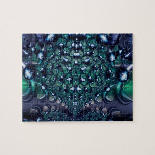 Splatter Paarse en groene fractaalkunst Legpuzzel