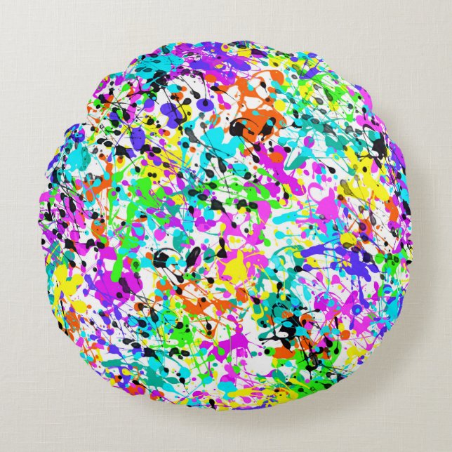 Splatter Paint Rond Kussen (Voorkant)