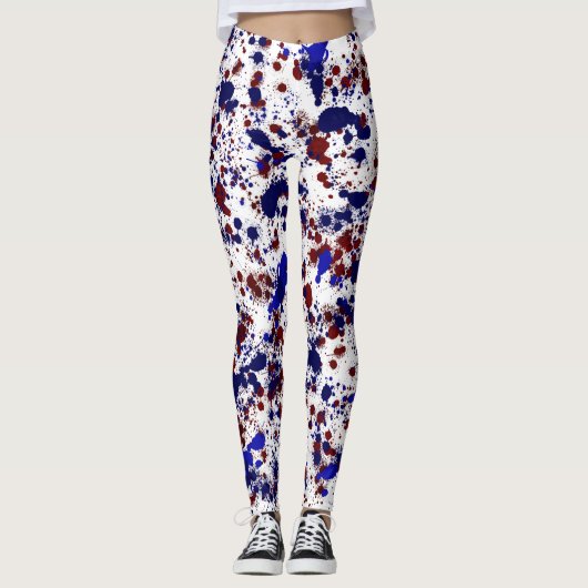 Splatter - Rood en blauw Leggings (Voorkant)