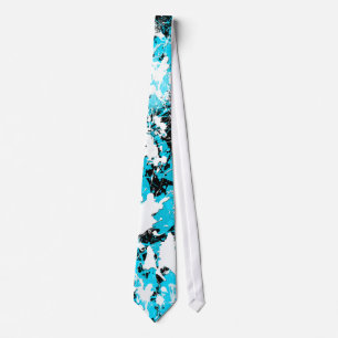 SPLATTER VAN BLAUW EN WITTE SCHIJF STROPDAS