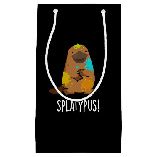 Splatypus Funny Animal Platypus Pun Dark BG Klein Cadeauzakje (Voorkant)