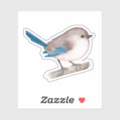 Splendid Fairy Wren Bird on Branch Sticker (Feuille)