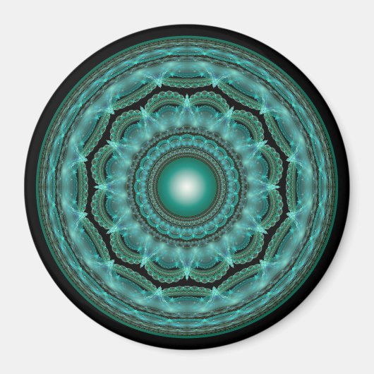 Splendid fractal glossy mandala magneet (Voorkant)