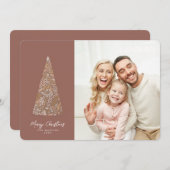 Splendid Spruce Tree Beige kerstmis/feestdag foto Kaart (Voorkant / Achterkant)