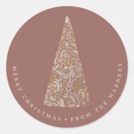 Splendid Spruce Tree Beige Kerstmis/vakantie Ronde Sticker