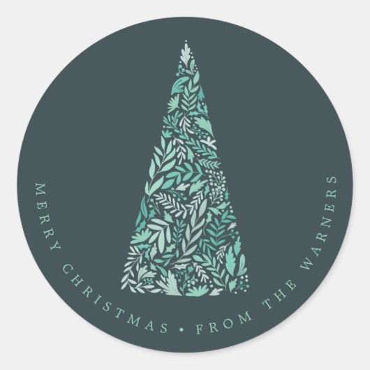Splendid Spruce Tree Green Kerstmis/vakantie Ronde Sticker (Voorkant)