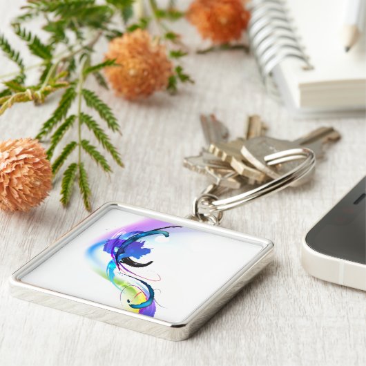 Spletters abstracte morning Glory Paint Sleutelhanger (Zijkant)