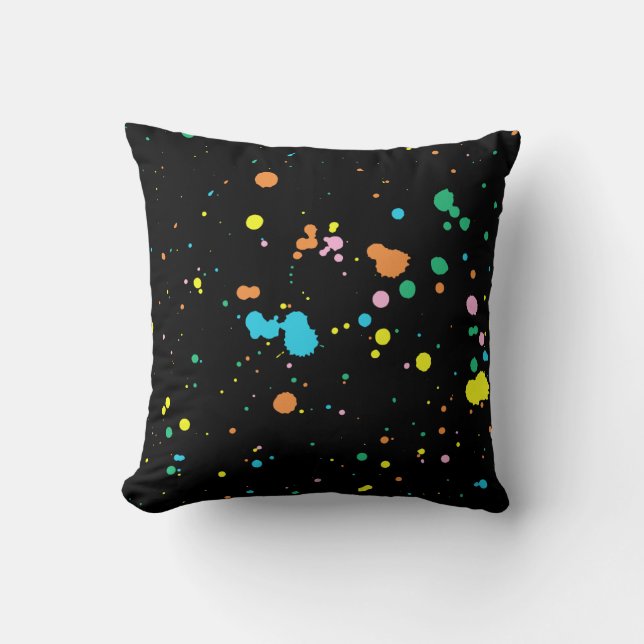 Spletters op zwart verven kussen (Voorkant)