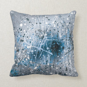 Spletters Verf Blauw Kussen