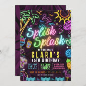 Splish Splash 15e verjaardagsfeest Editable Uitnod Kaart (Voorkant / Achterkant)