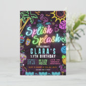 Splish Splash 17e Verjaardagsfeestje Bewerkbare Ui Kaart (Staand voorkant)