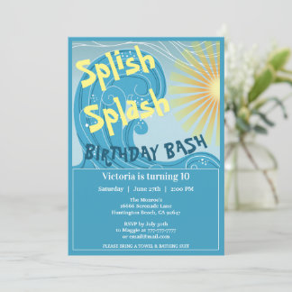 Splish Splash Anniversaire Bash Party Invitation