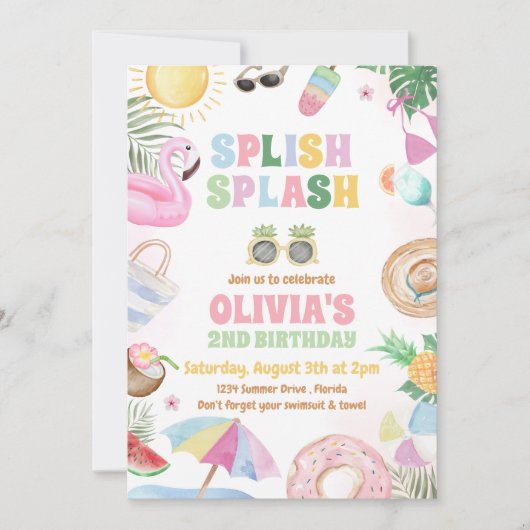 Splish Splash Anniversaire Invitation Pool Invitat (Devant)