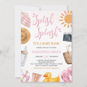Splish Splash Baby Bash Girl Baby shower Kaart