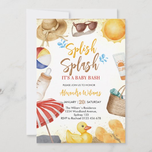 Splish Splash Baby Bash Invitation pour la Fête de (Devant)