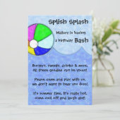 Splish Splash Bash Birthday Party Invite Kaart (Staand voorkant)