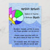 Splish Splash Bash Birthday Party Invite Kaart (Voorkant / Achterkant)