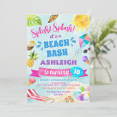 Splish Splash Beach Birthday Party Invitation (Debout devant)