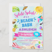 Splish Splash Beach Birthday Party Invitation Kaart (Voorkant)