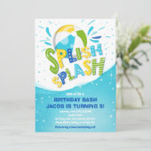 Splish Splash Birthday Bash Boy Pool Party Kaart (Staand voorkant)