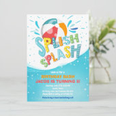 Splish Splash Birthday Bash Boy Pool Party Kaart (Staand voorkant)