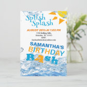 Splish Splash Birthday Bash Pool Party Invitation Kaart (Staand voorkant)