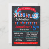 Splish Splash Birthday Bash Rood Wit Blauw Kaart (Voorkant)