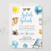 Splish Splash Blue Beach Summer Boy Baby shower Kaart (Voorkant)