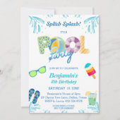 Splish Splash Boys Anniversaire Piscine Invitation (Devant)