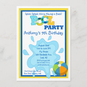 Splish Splash Boys Pool Invitation
