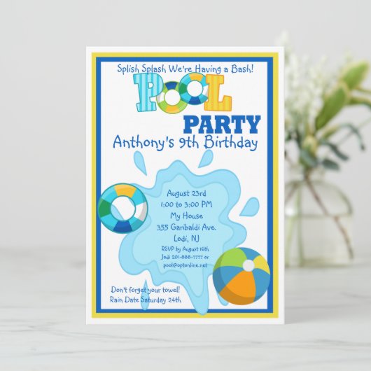 Splish Splash Boys Pool Invitation (Debout devant)