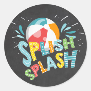 Splish Splash Chalk Pool Party for Label Sticker