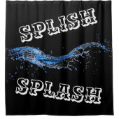 Splish Splash Douchegordijn in zwart, blauw, wit (Voorkant)
