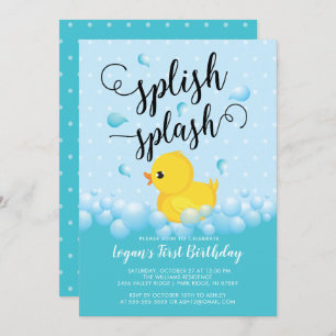 Splish Splash Duck Birthday Invitation Kaart