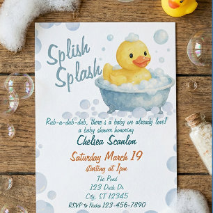 Splish Splash Ducky baby shower Kaart