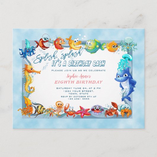 Splish Splash Girl Unique E8e Pool Birthday Briefkaart (Voorkant)