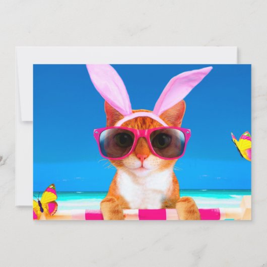 Splish Splash! Grappige kat uitnodiging (Achterkant)