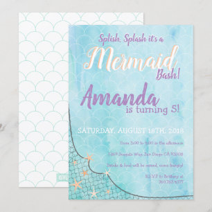 Splish Splash Het is een Mermaid Bash verjaardagst Kaart
