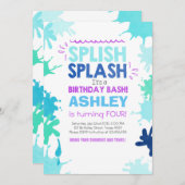 Splish Splash invitation anniversaire Fête de la p (Devant / Derrière)
