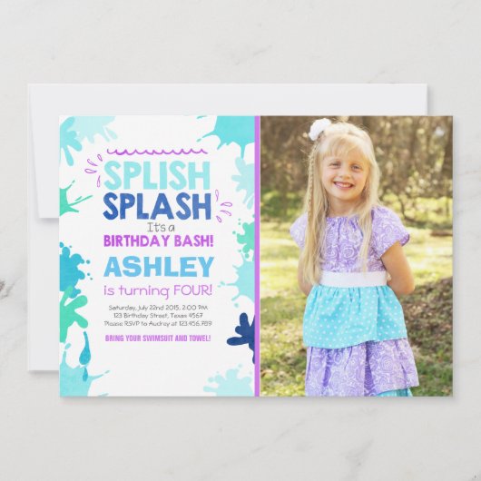 Splish Splash invitation anniversaire Fête de la p (Devant)