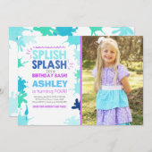 Splish Splash invitation anniversaire Fête de la p (Devant / Derrière)