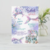 Splish splash magische zeemeermin verjaardag bash kaart (Staand voorkant)