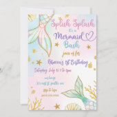 Splish Splash Mermaid Bash Birthday Party Kaart (Voorkant)