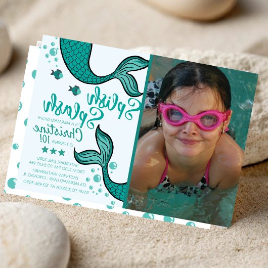 Splish Splash Mermaid Birthday Bash Kaart