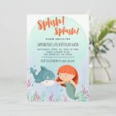 Splish Splash Mermaid Birthday Bash uitnodiging (Staand voorkant)