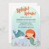 Splish Splash Mermaid Birthday Bash uitnodiging (Voorkant / Achterkant)
