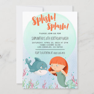 Splish Splash Mermaid Birthday Bash uitnodiging