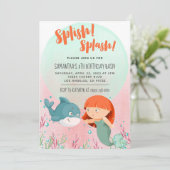 Splish Splash Mermaid Birthday Bash uitnodiging (Staand voorkant)